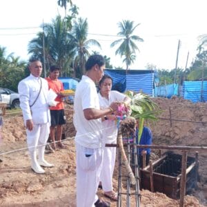พิธีตั้งเสาเอกเสาโท งานก่อสร้างบ้านใหม่